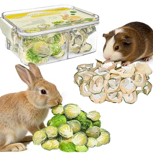 Hamiledyi Rabbits Chew Treats Dried Brussels Sprouts & Papaya for Guinea Pigs Chinchillas Hamsters Bunny Natural Small Animal Chew Toys for Teeth Grinding Foraging Treats (10 OZ)