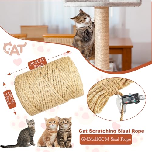 6mm Sisal Rope for Cat Scratching Posts - size: 110M