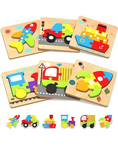 Wooden Toddler Puzzles Gifts Montessori Toys for 1 2 3 Years Old Boys Girls