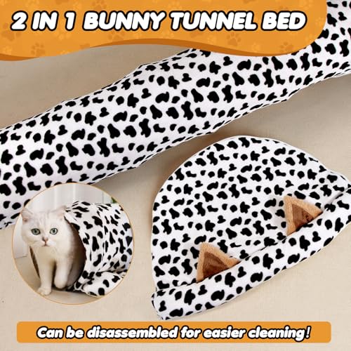 Spardar 2-in-1 Bunny Tunnel Bed, with Removable Mat Hideout, Cow - color: Cow