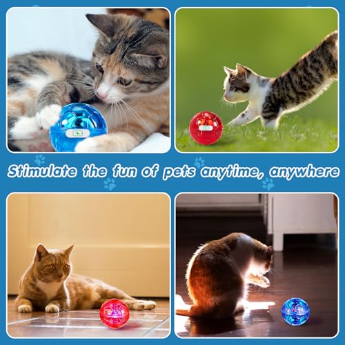Sratte 2 Pcs Rechargeable Light up Cat Ball Ghost Hunting, Red and Blue - color: Red and Blue