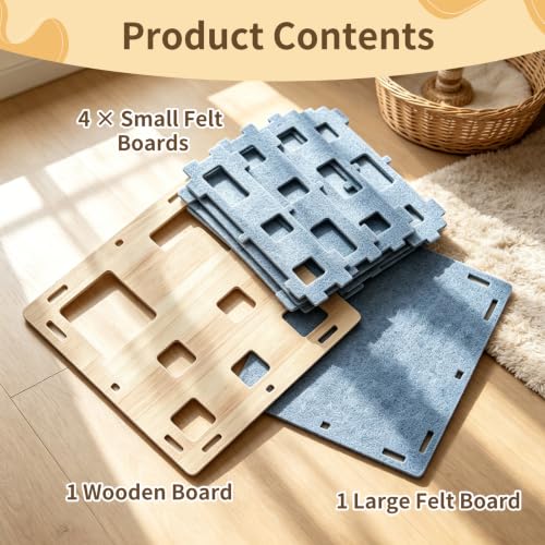 Wooden Felt Cat Slow Feeder Puzzle Box