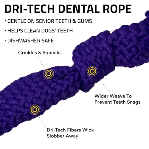 Playology Rope Dog Toys for Senior Dogs - Medium, Pork Sausage Scent - size: Medium Rope, style: Pork Sausage