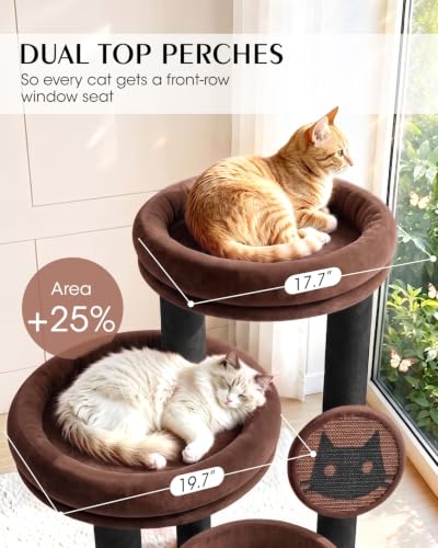 Maine Coon Cat Tree for Large Cats, Purrlato 46" Cat Tower, Stable Base - color: Brown