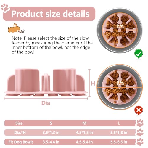 Soft Silicone Anti-Choking Puzzle Slow Down Eating Feeder Insert for Dogs, Compatible with Regular Elevated Dog Bowls - color: Pink, size: Large