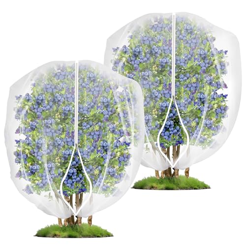 2 Pack 4 x 5 ft Fruit Tree Netting Covers with Zipper and Drawstring - size: 5 x 4FT/2Pack