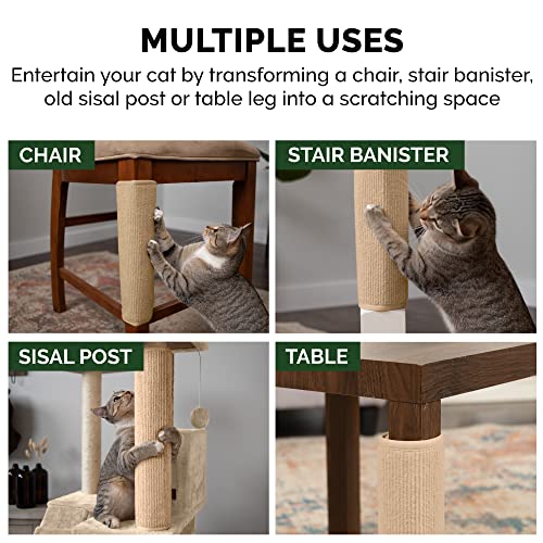 Furhaven Wrap Around Scratching Post Cover for Indoor Cats, Fits Posts Up to 3.5" Diameter, Durable & Less Mess - Tiger Tough Carpet Scratch Mat - Cream, Extra Large/XL - color: Scratch Post Cover - Cream, size: X-Large