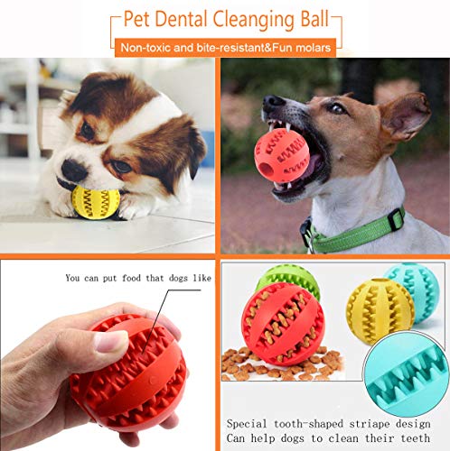 Sunglow 2 Pack Dog Toy Ball，Nontoxic Bite Resistant Teething Toys Balls for Small/Medium/Large Dog and Puppy Cat, Dog Pet Food Treat Feeder Chew Tooth Cleaning Ball Exercise Game IQ Training Ball - color: Red/Yellow, size: 2.36 in