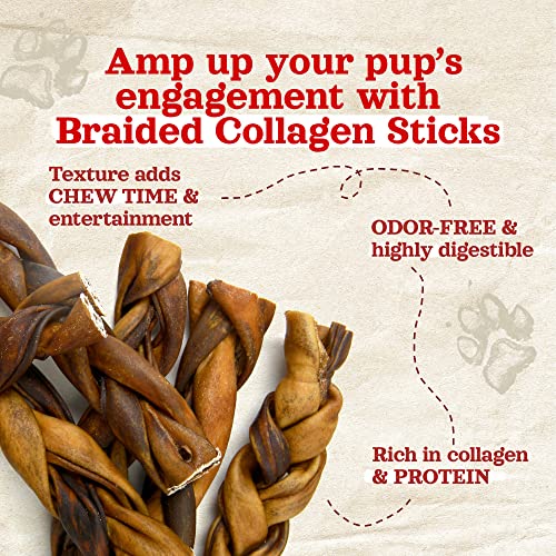 Natural Farm Braided Collagen Chews for Dogs (6 Inch, 5 Pack)