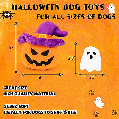 lilfrd Halloween Dog Toys, Pumpkin Ghost Hide & Seek Squeaky Toy - style: Pumpkin