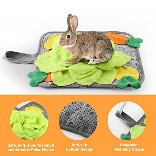 Rabbit Foraging Mat Interactive Bunny Snuffle Feeding Toy for Small Animals - color: Green
