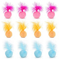 Furry Rattle Ball Cat Toy with Feather and Catnip - Interactive Pom Pom Balls for Cats, Soft and Lightweight, 2 Inch, 12 Pack. - size: 12 Pack