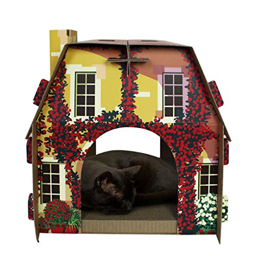American Cat Club Cat House with Scratcher & Catnip included - Mediterranean Villa - style: Mediterranean Villa