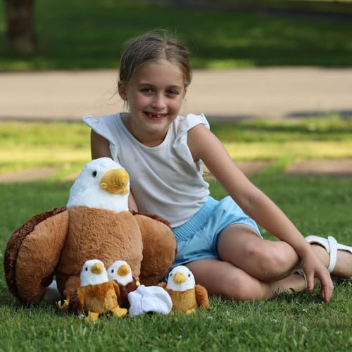 Bald Eagle Stuffed Animal Set with 3 Babies, 2 Eggs, 16 Inch - style: Blad Eagle