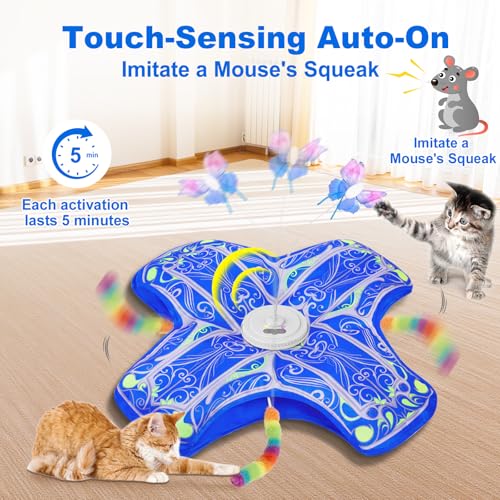 Interactive Cat Toys for Indoor Cats,Automatic Kitten Tunnel Toy - color: Blue Cover Cloth Toy