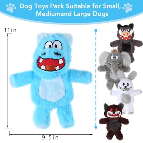 No Stuffing Squeaky Dog Toys Plush Chew toys for Small Medium Large Breed - style: 6 pack