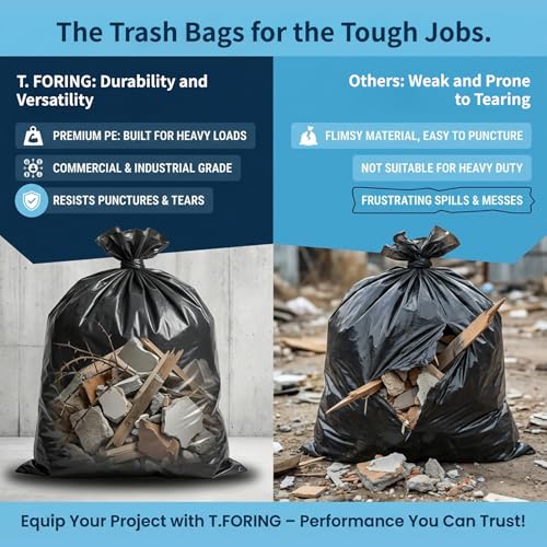 50-55 Gallon Trash Bags Unscented, 40'' x 50'', Black, 120 Count - color: 50-55 Gallon | 120 Count, size: 120 Count(pack of 1)