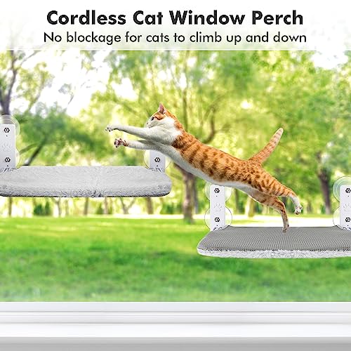 AMOSIJOY Foldable Cat Window Perch with Metal Frame, L Gray - color: Gray, size: Large