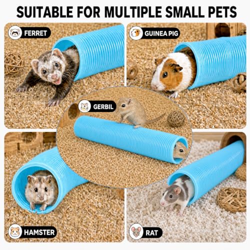 1 Pack Ferret Tubes & Tunnels with 4 Bell Balls, 3.9 in Wide, Blue - color: Blue, size: 1PCS