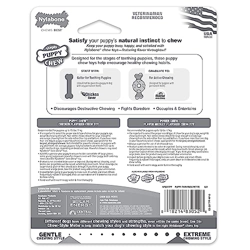 Nylabone Puppy Chew Teething Bone and Ring Bone Dog Chew Toys, 2 Count - color: Ring Bone & Teething Bone, size: X-Small