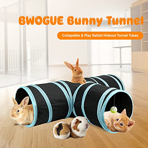 BWOGUE Bunny Tunnels & Tubes, 3-Way Collapsible Rabbit Hideout for Bunnies - color: Grey