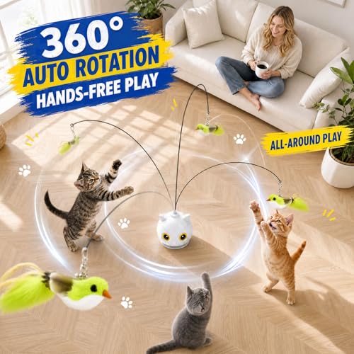 CATPICK Interactive Cat Toy for Indoor Cats, Automatic Flying Bird Toy - color: Grey