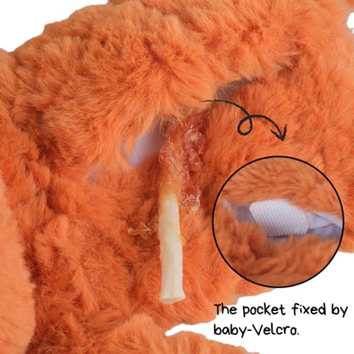 CHEWFFON Stuffless Fox Dog Toy, Squeaky & Crinkle Plush Treat Hiding Toy - style: Fox