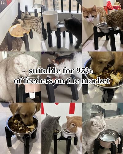 CZPET Dog Bowl Stand with Adjustable Width [Stand Only] - size: H: 6.3''; W: 6.1-10.4''