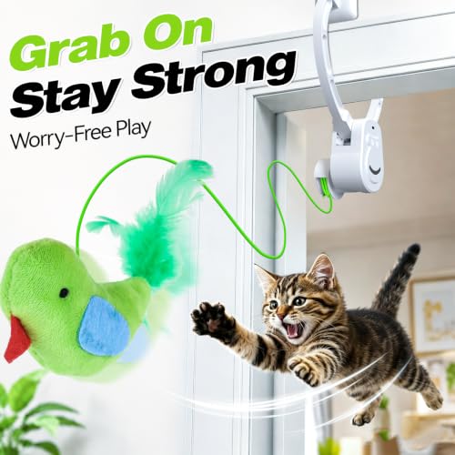 Interactive Cat Toys, Clip-On Automatic Flying Bird& Mouse for Indoor Cats