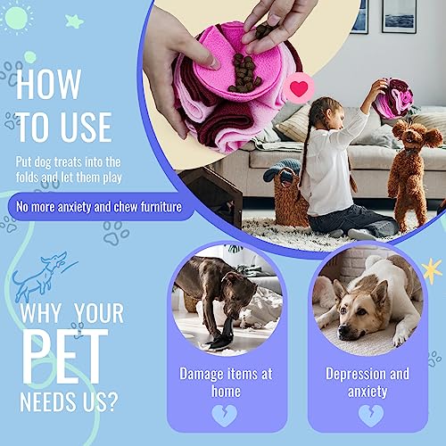 Pet Snuffle Ball, Puzzle Sniffing Interactive Dog Ball for Blind Dogs Training Stress Relief Dog Enrichment Toys Treat Machine Washable (15cm, Fantasy Pink) - color: Fantasy pink, size: 15cm