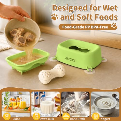 Dog Lick Bowl Slow Feeder with Rolling Log & Suction Base, Green - color: Green