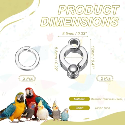 Bird Foot Rings Stainless Steel Parrot Leg Ring Fly Training - size: 5.5mm/0.22" ID