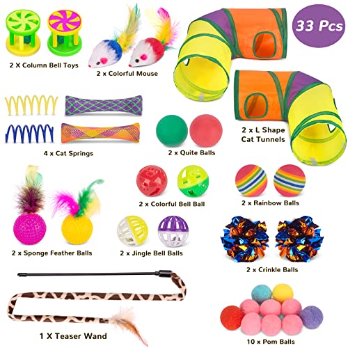 Retro Shaw 33Pcs Cat Toys for Indoor Cats, 2 Way Cat Game Tunnels - color: Large 2-Way Game Tunnel Toy Set