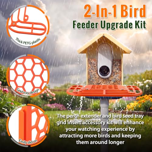 Saillong 2-in-1 Bird Feeder Kit, Compatible with BirdBuddy Feeder, Orange - color: Orange