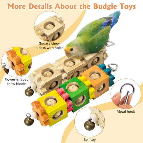 2PCS Bird Chew Toys, Wooden Block Parrot Toy - color: Natural Wood