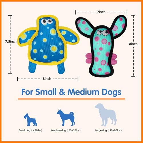Squeaky Dog Toys for Small & Medium Dogs, Turtle & Lobster Set - color: Turtle & Lobster