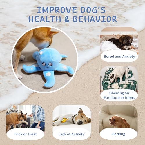 Interactive Dog Snuffle Octopus Toy, Hide & Seek Treat Dispenser Plush - color: Blue Octopus