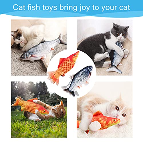 Tocirelo Cat Toys Interactive Flopping Fish with Catnip, Kitten Kicker Toy - color: Crusion+Redfish