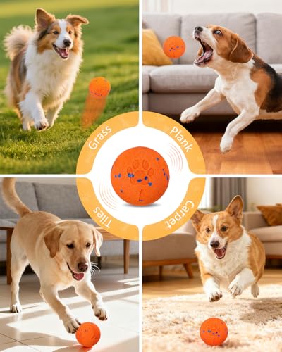 Interactive Dog Ball for Large Dogs, Self Moving Toy with Bouncing & Vibrating, 3.1" Chew-Resistant E-TPU, Indestructible, IPX7 Waterproof, Low Noise, Gift Bag,Dark Orange - color: Dark Orange