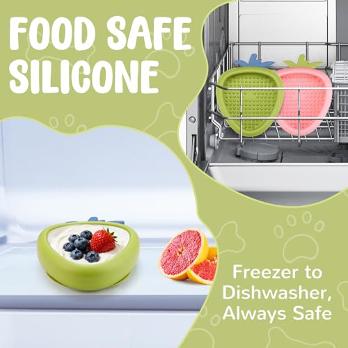 Freeze Dog Lick Bowl, Animire Non-Slip Slow Feeder Lick Mat for Dogs, Silicone Dog Enrichment Bowl for Distraction Anxiety Relief Boredom, BPA Free, Dishwasher Safe(Green,S) - color: B- Green, size: S