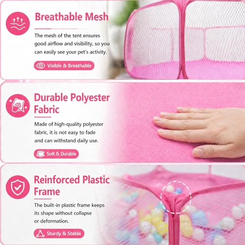 Rypet Guinea Pig Playpen Pop-Up, Outdoor Yard Fence for Small Pets,Pink - color: Pink, style: Open Top Playpen