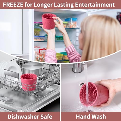 Dog Lick Bowl, Bestalk Anxiety Relief Slow Feeder Dog Lick Mat Treat Dispenser, Non-Slip Licking Bowl Enrichment Toys for Small Medium and Large Breed Dogs, BPA Free Silicone(Rose,S) - color: Rose, size: S
