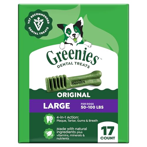 Greenies Large Natural Dental Dog Treats, Original Flavor, 17 Count - size: 17 Count (Pack of 1)