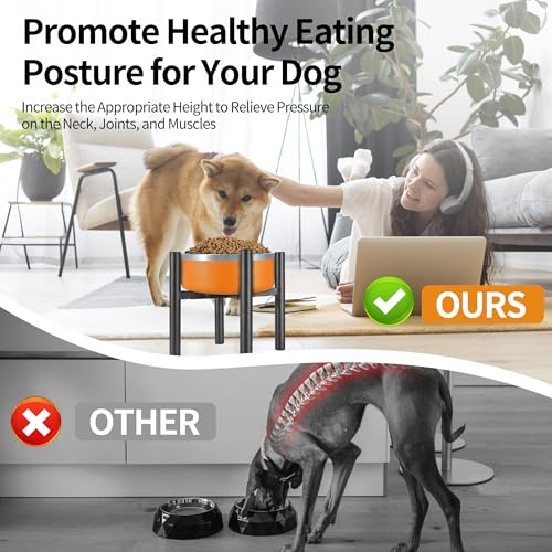 PROERR Lifted Dog Bowl Stand - Without Bowls, Single Raise Pet Food Table Adjustable Wide 6-10", Tall 8 10 12" - Bowl Stand Size Optional, Dog Bowls Holder Elevated for Small Medium Large Dogs Breed - size: Small-HIGH-8IN