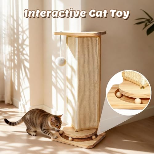 Couch Cat Corner Scratcher with with Interactive Ball Toys, 25'' - color: Classic, size: Outer Corner