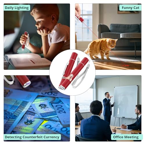 TBTeek Cat Toys, with Metal Case, 2 Pieces, Rechargeable (Red - color: Red