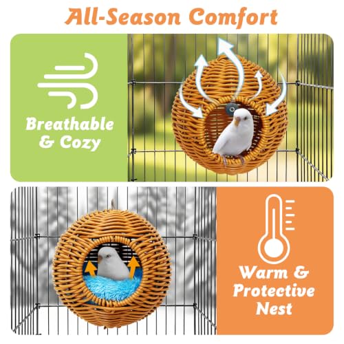 BNOSDM Bird Nest with Soft Pad Breathable Small Parakeet House Set (Brown) - color: Brown Screw Fixation - Single-Hole Type