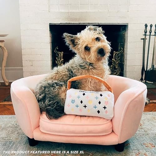 Haute Diggity Dog Chewy Vuiton Handbag Plush Dog Toy, Designer Parody Toy - color: White Purse, size: X-Large