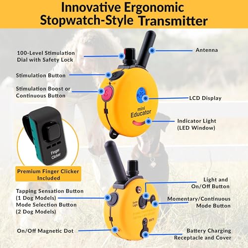 E-Collar ET-300 Mini Educator Dog Training Collar & Finger Clicker, Yellow - color: Yellow, size: 1 Dog