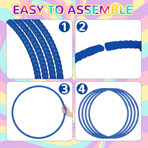 Shappy 6 Pcs Exercise Hoop Set Detachable Adjustable - color: Dark Blue, size: 26 Inch